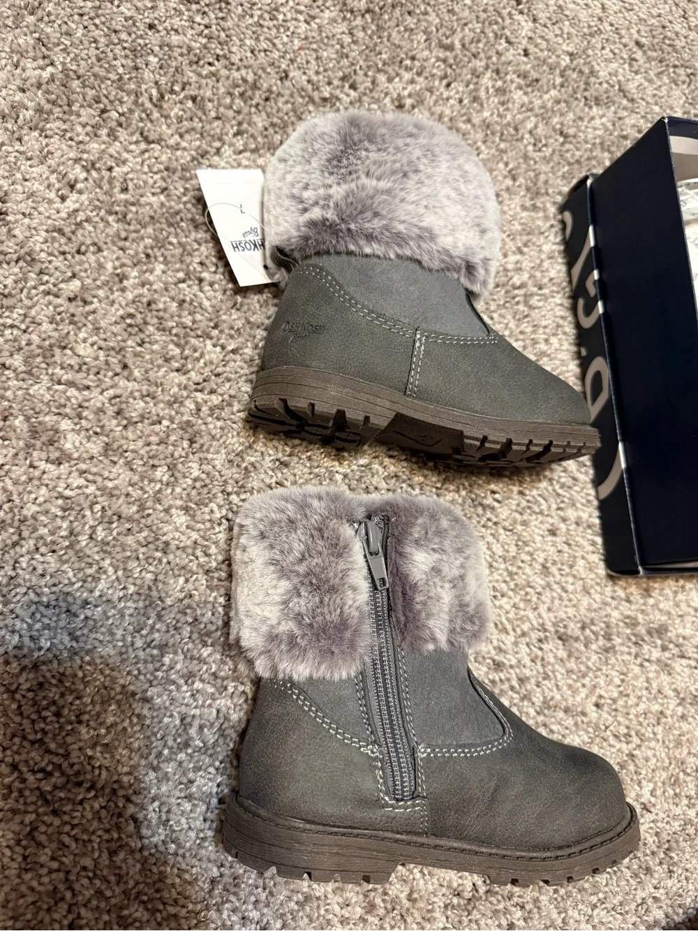 OshKosh Faux Fur Trim Girls Winter Boots - Grey
